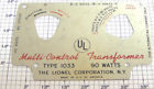 1033-10 Lionel Metal Transformer Plate
