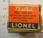 153-23 Lionel Volt Mini Screw Base Round Red Lamp