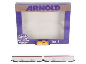 0366 Arnold N Scale Diesel Loco And Audi Freight Car Set Ex/box