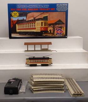1009105 Atlas Nyc 3rd Ave. Railway O Gauge Trolley Set Ex/box