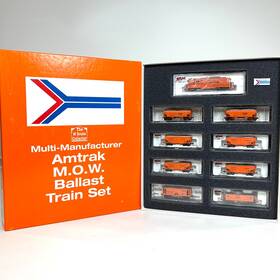 Nsc-02 Atlas Mtl Deluxe N Scale Collector Multi-manufacturer Amtrak Mow Ballast Train 9 Piece Set