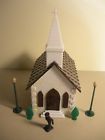 Cc-7 Plasticville Vintage Small Church Kit White Sides Brown Roof Extras