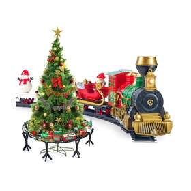 Elfsoul 788185670309 Christmas Train Set Toy Track Elevated With Locomotive Santa Claus