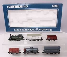4889 Fleischmann Ho Steam Freight Train Set Ln/box