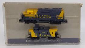 1045919 High Speed N Scale Alaska Railroad Diesel Locomotive And Caboose Set Ex