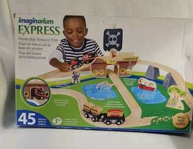 Imaginarium Toys R Us 803516232435 Express Pirates Bay Treasure Train Set Htf Wooden Track Cars