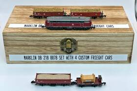 8778 M Rklin Z Scale Marklin Db 218 5 Pole E-locomotive With Freight Set Custom Wood Case