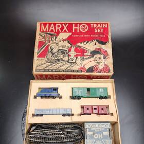 16850 Marx 16450 Vintage Ho Train Set Locomotive And Cars Track With Box Mint