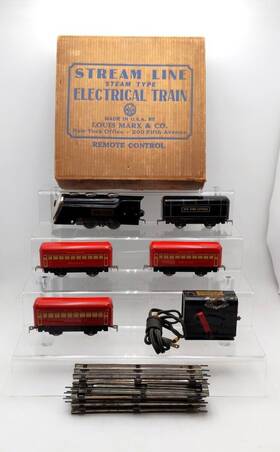 3893 Marx Vintage O Nyc 0-4-0 Steam Locomotive With Tender And Passenger Cars/box