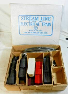 4352 Marx Electric Train Set #4352 4 Wheel Plastic Cars Double Reduction Motor Ob