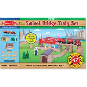 Doug-2040 Melissa & 000772007047 And Swivel Bridge Wooden Train Set 47 Pcs