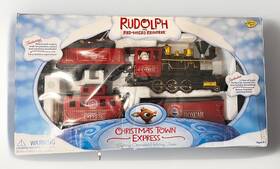 Memory Lane 879104000755 Rudolph The Red Nosed Reindeer Christmas Town Express Train Set Tested Working