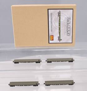 99300014 Micro-trains N Us Army 50ft Fishbelly Flatcar Runner Pack Set Of 4 Ln