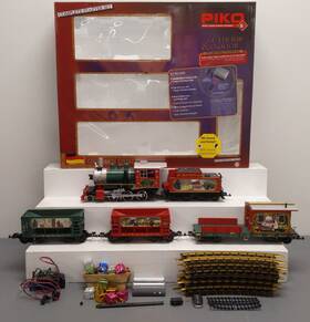 38123 Piko Christmas G Gauge Steam Freight Starter Set With Sound And Smoke Ex/box