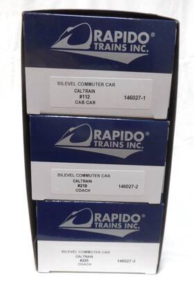 146027 Rapido 679164102662 Ho Bilevel Commuter 3-pack Cal Train 112 219 225 New In Box