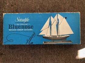 164-1295 Scientific Model Airplane Co The Schooner Bluenose Wood Ship 24 Inch Vintage
