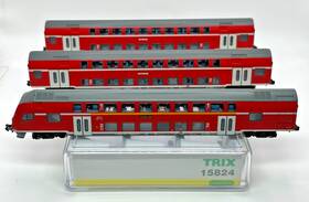 15824 Trix N Scale Db Bilevel 3 Passenger Car Set Original Box