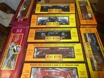 O/O-27 Mth Freight Cars 30-7624, 6400-2, 7634, 7010D, 7010B, 7164. Buyers Choice. Fixed Price $20.00.
