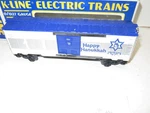 Vintage K-line Trains- K-649401 Happy Hanukkah Box Car- 027- Exc.- W21. Fixed Price $19.00.