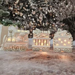 Santa Train Set Christmas Ivory Gold Bisque 3 Piece Lighted Jcp Home. Fixed Price $33.00.
