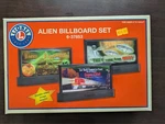 New Lionel Scale Alien Billboard Set (6-37853) Double-sided Image Insert. Fixed Price $55.00.