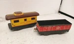 Lot Of Marx Tin Litho Train Cars 3824 Caboose & 91257 Seaboard. Fixed Price $15.00.