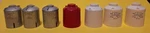 Of 7 Postwar Lionel Train Canisters Lettering Gray (3) White Red (1). Fixed Price $38.00.