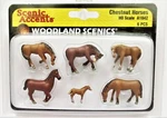 Scale Woodland Scenics A1842 Chestnut Horses Figures (6) Pcs. Fixed Price $16.14.