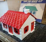 Vintage Plasticville Cape Cod House White W/ Red Roof Original Box. Fixed Price $23.79.