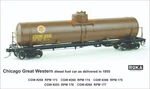 Ho Scale Rtr Chicago Great Western Tank Car Model C.1955 - 1968.. Fixed Price $64.95.