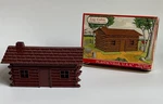 Plasticville Log Cabin Original Box, No. 1303 59, Complete, For & Scale. Fixed Price $12.00.