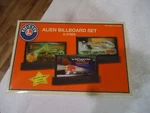 Lionel Scale Alien Billboard Set 0F (3) Double-sided Image Insert 6-37853. Fixed Price $49.99.