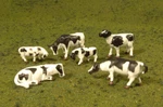 Bachmann Scale Cows - Black & White Figures 6 Pieces 33153 Nib New. Fixed Price $13.76.