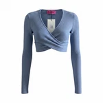GAUGE81 Ribbed Crop Top Blue Twist Front Long Sleeve Nwt Size Designer. Fixed Price $29.99.