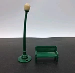 Vintage Plasticville O Scale Bench & Street Light Lamp. Fixed Price $8.99.