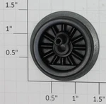 Lionel 249E-22 Black 12-SPOKE Plain Wheel W/ Rim- With Eccentric Stud. Fixed Price $5.00.