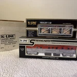K-line K4632-4301 Golden State Aluminum Railway Post Office Car Lighted 2-PACK. Fixed Price $59.99.