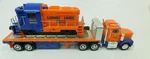 Used Lionel TMT-18416 Flatbed Toy Truck W/ Non-powered Diesel Locomotive. Fixed Price $108.00.