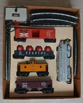 Vintage Kusan Burlington Freight Toy Train Set Box: Loco,cars,track,trans.... Fixed Price $299.00.