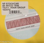 Tichy Train Group #10347O Np Stockcar 40' Wood 1936 (decal). Fixed Price $5.40.