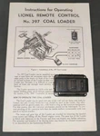 Orig Postwar Lionel #397 Coal Loader Operating Guide & 364C Controller (no Wire). Fixed Price $21.99.