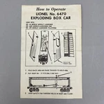 Lionel No. 6470 Exploding Box Car Original Instruction Manual Sheet, Vintage. Fixed Price $13.49.