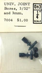 Grandt Line 7004 ON3 1/4" Scale Universal Joint Bored 3/32" Mm Delrin. Fixed Price $9.34.