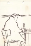 Mid Century Modern Seated Figure Line Study Fred Salzman 1963. Fixed Price $14.99.