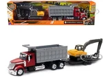 International Lonestar Dump Truck Red & Excavator W/trailer 1/43 New Ray 16623. Fixed Price $24.99.