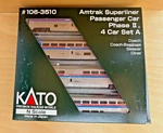 Kato Scale 106-3510 Amtrak Superliner Passenger Car Phase Ii Set A, New. Fixed Price $175.00.