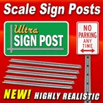 PR7450 1/24,1/32,O Scale Ultra Sign Posts Railroads, Dioramas, Slot Car Tracks. Fixed Price $14.99.