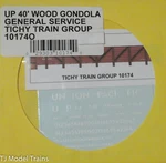 Tichy Train Group #10174O 40' Wood Gondola General Service (decal). Fixed Price $5.40.