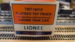 Lionel TMT-18410 Flatbed Toy Truck & 3 Dome Tank Car W/ob. Fixed Price $20.00.