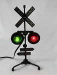 Vtg Jsl American Train Railroad Crossing Signal Toy Green Red Light Tested Works. Fixed Price $22.00.